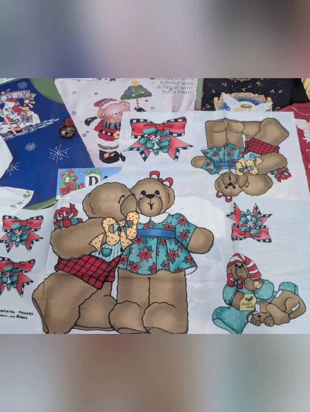NOS 90s Daisy Kingdom No Sew Iron Applique Bundle-6 Christmas Santa Teddy Bears